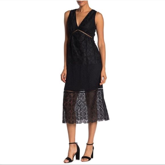 Anthropologie Joie Ardal Lace Sleeveless Midi Dress w/Cut Outs Like New (Size:4) - Picture 1 of 14